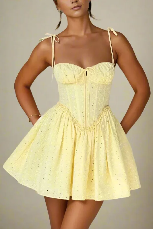 Party Dresses with Ruffled Sleeveless Top and Embroidered Skirt for Ladies' Dramatic and Artistic LookIndiana Bodycon Mini Dress - Sun Yellow Party Dresses with Ruffled Sleeveless Top and Embroidered Skirt for Ladies' Dramatic and Artistic LookIndiana Bodycon Mini Dress - Sun Yellow