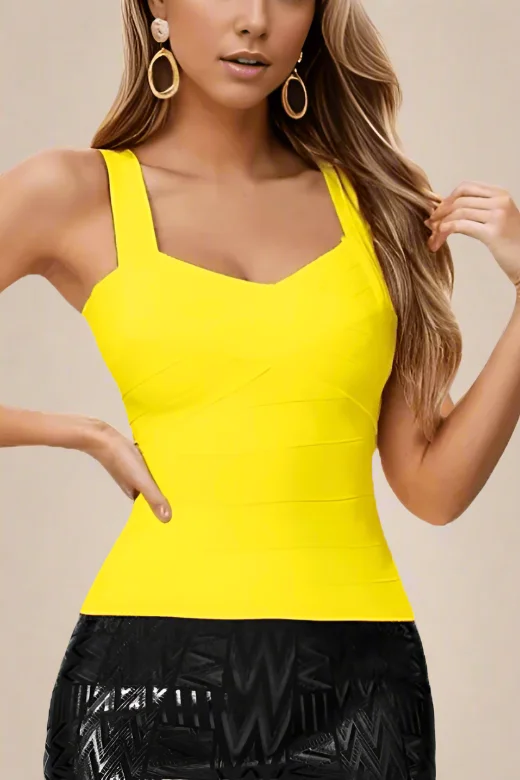 Party Dresses with Pleated Tulle Skirt and Sequined Geometric Shapes and Lace Overlay for Ladies' Princess and Feminine LookJay Bandage Top - Sun Yellow Party Dresses with Pleated Tulle Skirt and Sequined Geometric Shapes and Lace Overlay for Ladies' Princess and Feminine LookJay Bandage Top - Sun Yellow
