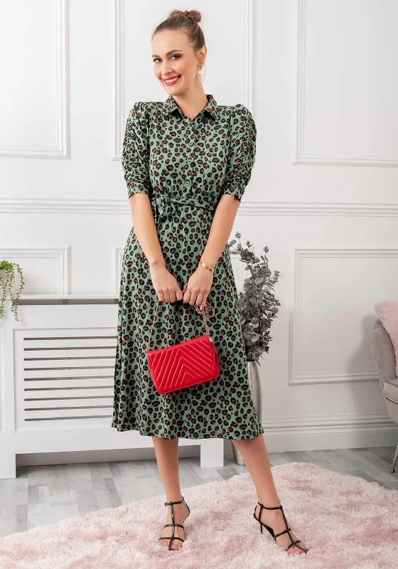 Hooded midi dress for a casual and cozy styleJolie Moi Calla Leopard Print Midi Dress, Green Multi Hooded midi dress for a casual and cozy styleJolie Moi Calla Leopard Print Midi Dress, Green Multi