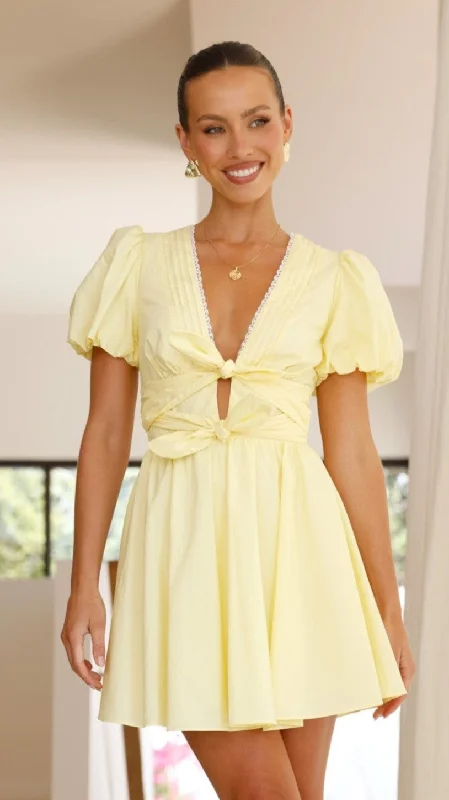 Party Dresses with High Low Sheer Skirt and Embroidered Birds for Ladies' Nature Inspired and Dramatic LookKaloni Mini Dress - Yellow Party Dresses with High Low Sheer Skirt and Embroidered Birds for Ladies' Nature Inspired and Dramatic LookKaloni Mini Dress - Yellow