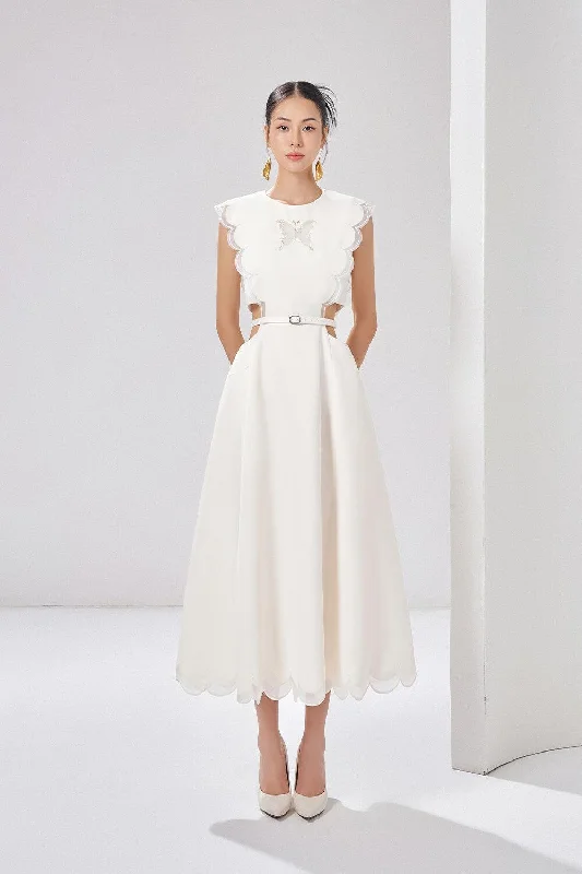 Linen midi dress for a breathable and casual summer optionKimberly A-line Sleeveless Crepe Midi Dress Linen midi dress for a breathable and casual summer optionKimberly A-line Sleeveless Crepe Midi Dress