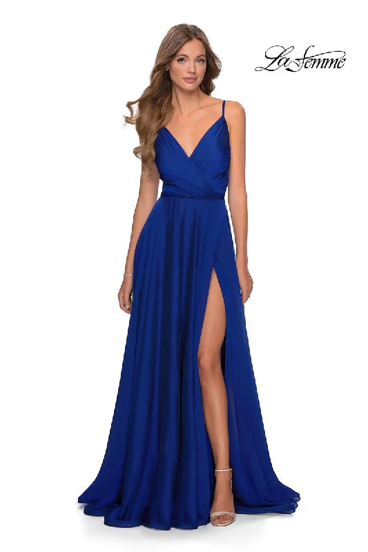 Party Dresses with Sequined Hearts and Ruffled Hem and Satin and Lace Combo for Ladies' Romantic and Feminine LookLa Femme Dress 28611 Party Dresses with Sequined Hearts and Ruffled Hem and Satin and Lace Combo for Ladies' Romantic and Feminine LookLa Femme Dress 28611