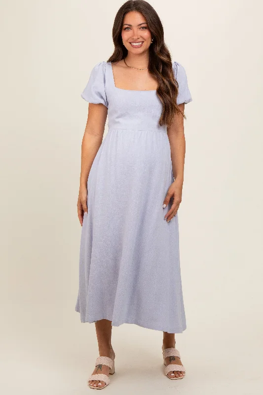 Midi dress for sports activities like horseback riding or yogaLavender Puff Sleeve Linen Maternity Midi Dress Midi dress for sports activities like horseback riding or yogaLavender Puff Sleeve Linen Maternity Midi Dress
