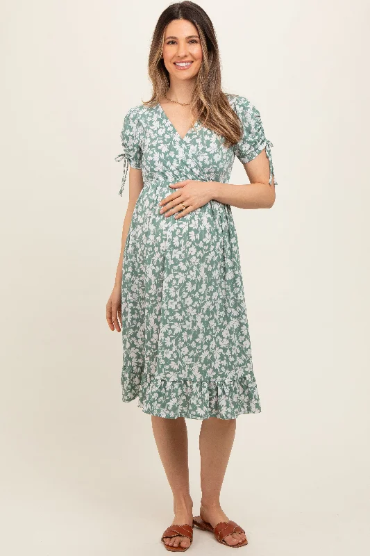 Striped cotton midi dress for a classic and timeless lookLight Olive Floral Wrap Maternity Midi Dress Striped cotton midi dress for a classic and timeless lookLight Olive Floral Wrap Maternity Midi Dress