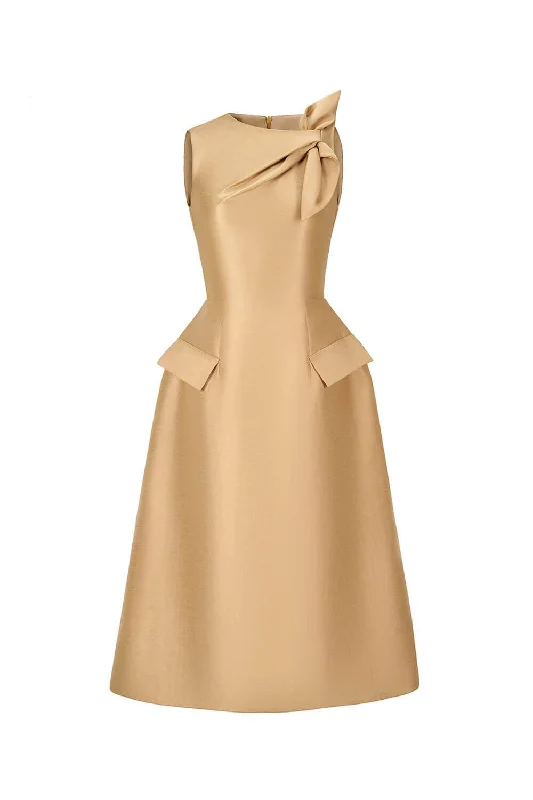 80s - inspired power - dressing midi dress with a bold styleLinda A-line Sleeveless Glossy Taffeta Midi Dress 80s - inspired power - dressing midi dress with a bold styleLinda A-line Sleeveless Glossy Taffeta Midi Dress