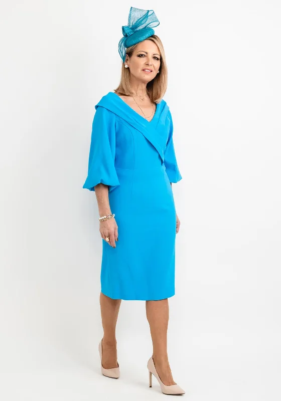 Midi dress for a beach vacation when paired with a swimsuit cover - upLizabella Bishop Sleeve Midi Dress, Blue Midi dress for a beach vacation when paired with a swimsuit cover - upLizabella Bishop Sleeve Midi Dress, Blue