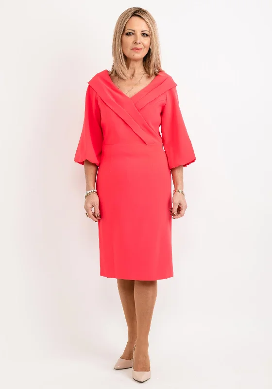 Midi dress for a night out at a club or partyLizabella Bishop Sleeve Midi Dress, Coral Midi dress for a night out at a club or partyLizabella Bishop Sleeve Midi Dress, Coral