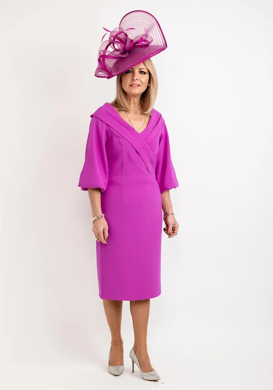 Midi dress for evening events when paired with the right accessoriesLizabella Bishop Sleeve Midi Dress, Fuchsia Midi dress for evening events when paired with the right accessoriesLizabella Bishop Sleeve Midi Dress, Fuchsia