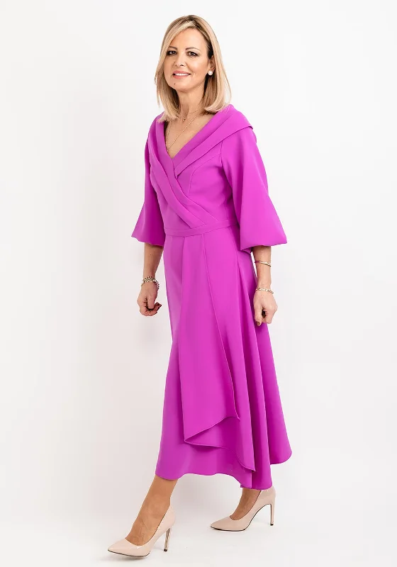 Midi dress for a family gathering in a casual settingLizabella Bishop Sleeve Wrap Midi Dress, Fuchsia Midi dress for a family gathering in a casual settingLizabella Bishop Sleeve Wrap Midi Dress, Fuchsia