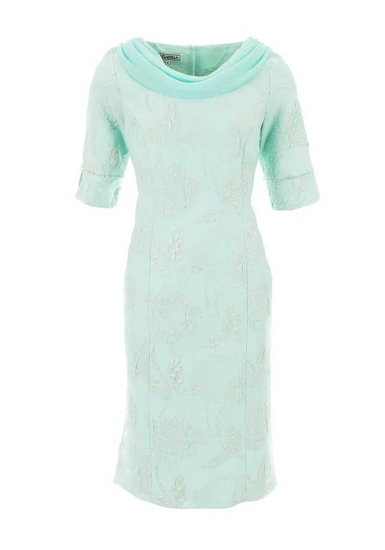 Sheer - sleeved midi dress for an alluring and glamorous effectLizabella Jacquard Floral Printed Midi Dress, Mint