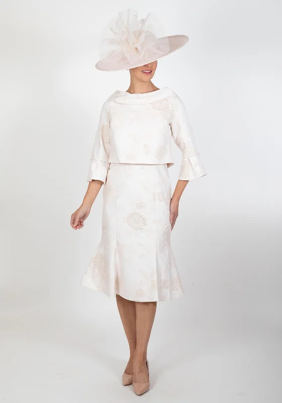 Color - block midi dress for a bold and contemporary statementLizabella Two Piece Peony Rose Printed Midi Dress, Champagne Color - block midi dress for a bold and contemporary statementLizabella Two Piece Peony Rose Printed Midi Dress, Champagne