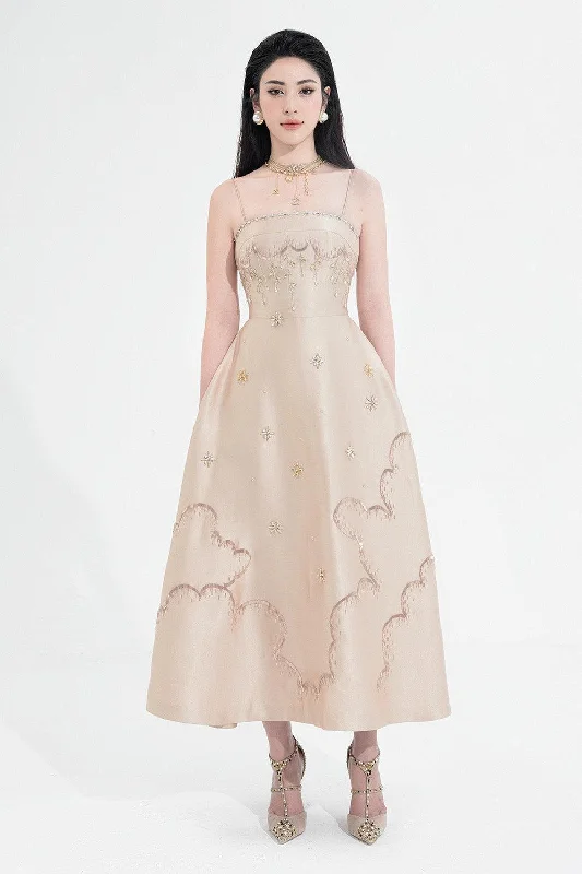 Floral print chiffon midi dress for a feminine and elegant lookLorraine A-line Cami Taffeta Midi Dress Floral print chiffon midi dress for a feminine and elegant lookLorraine A-line Cami Taffeta Midi Dress