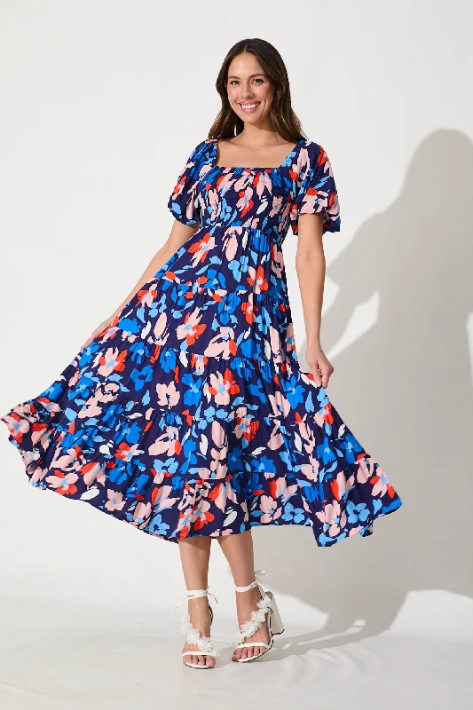 Metallic Party Dresses with Sequined Straps for Ladies' New Year's Eve PartiesLucy Maxi Dress In Navy With Pink Floral Metallic Party Dresses with Sequined Straps for Ladies' New Year's Eve PartiesLucy Maxi Dress In Navy With Pink Floral