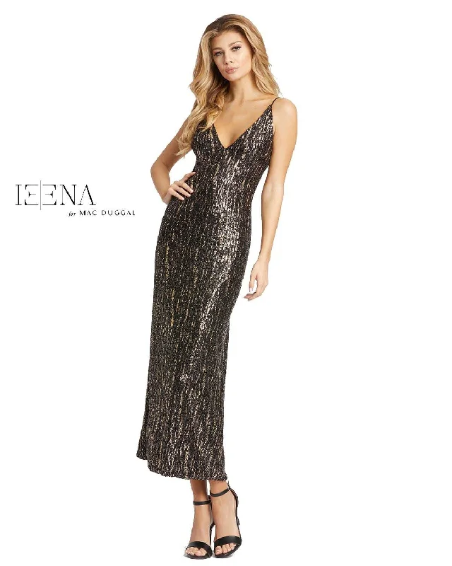 Tea - length midi dress for a classic and elegant lengthMac Duggal 26447 Sequined Metallic V-Neck Midi Dress Tea - length midi dress for a classic and elegant lengthMac Duggal 26447 Sequined Metallic V-Neck Midi Dress