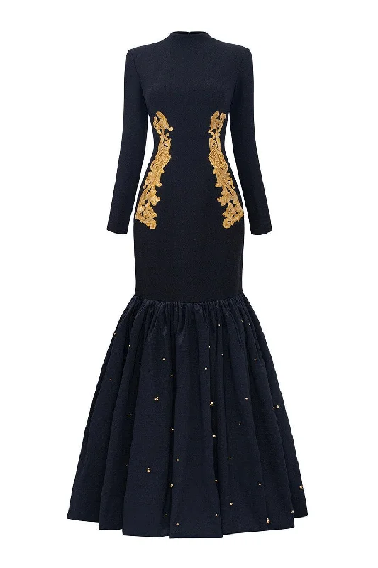 Party Dresses with Embroidered Floral Patterns and Tassel Hem and Sequined Bodice for Ladies' Bohemian and Glamorous LookMartha Drop Waist Flared Scuba Floor Length Dress Party Dresses with Embroidered Floral Patterns and Tassel Hem and Sequined Bodice for Ladies' Bohemian and Glamorous LookMartha Drop Waist Flared Scuba Floor Length Dress