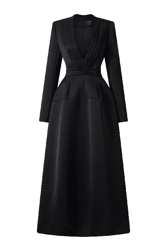 Midi dress for a barbecue with friends and familyMelody A-line V-Neck Taffeta Midi Dress Midi dress for a barbecue with friends and familyMelody A-line V-Neck Taffeta Midi Dress