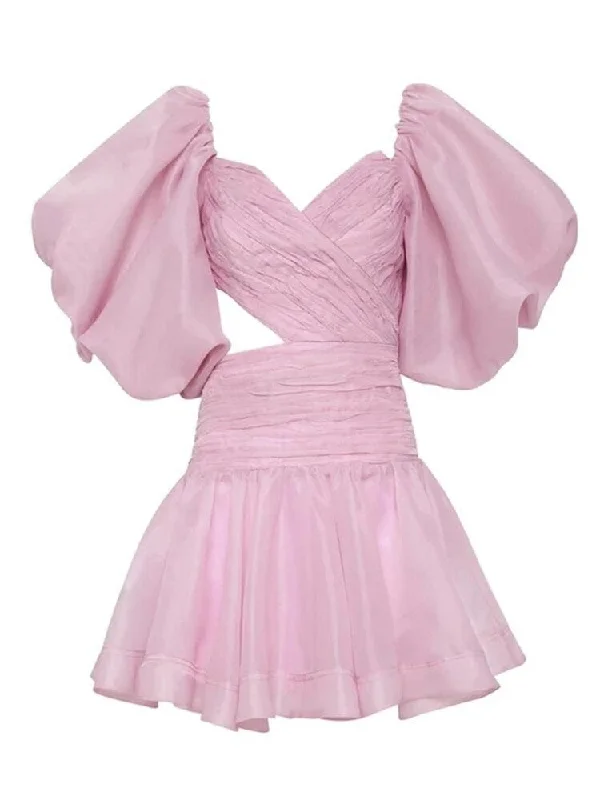 Party Dresses with Embroidered Floral Patterns and Tassel Hem and Sequined Bodice for Ladies' Bohemian and Glamorous LookMiriam V Neck Short Sleeve Mini Dress - Pink Party Dresses with Embroidered Floral Patterns and Tassel Hem and Sequined Bodice for Ladies' Bohemian and Glamorous LookMiriam V Neck Short Sleeve Mini Dress - Pink