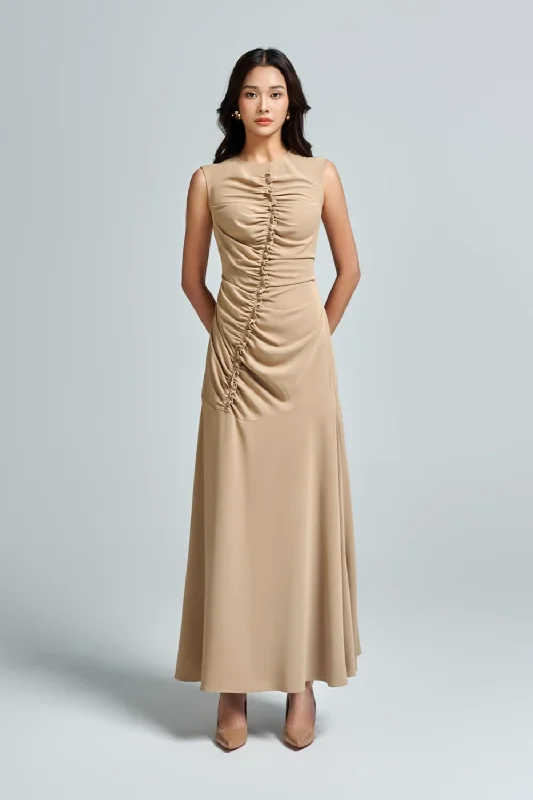 Trumpet - style midi dress for a flared and stylish silhouetteMorvarid Fit and Flare Sleeveless Twill Midi Dress Trumpet - style midi dress for a flared and stylish silhouetteMorvarid Fit and Flare Sleeveless Twill Midi Dress