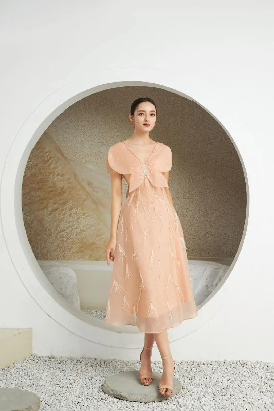 Maxi - length midi dress with a flowing silhouetteOrian A-line Sleeveless Organza Midi Dress Maxi - length midi dress with a flowing silhouetteOrian A-line Sleeveless Organza Midi Dress