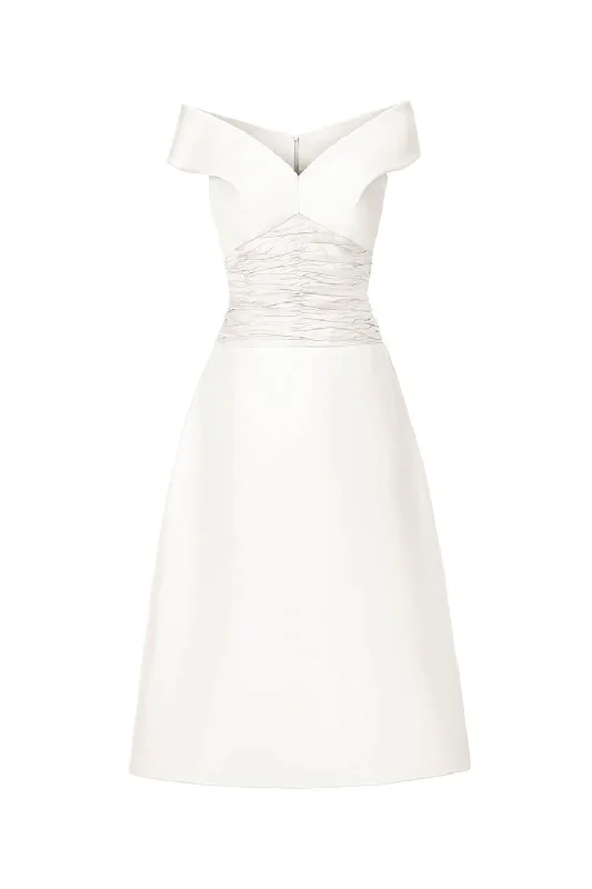 Collared midi dress for a more formal and put - together lookRita A-line Fall Shoulder Satin Crepe Midi Dress Collared midi dress for a more formal and put - together lookRita A-line Fall Shoulder Satin Crepe Midi Dress