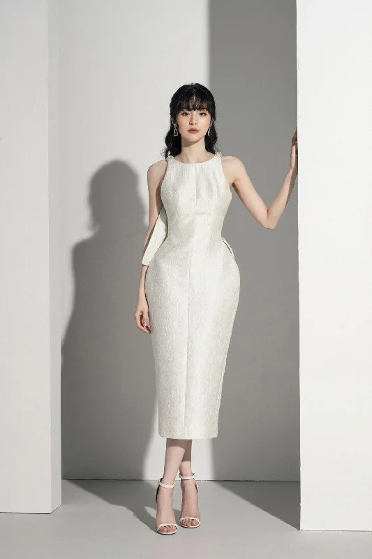 Geometric - pattern midi dress for a modern and stylish appearanceRodin Pencil Sleeveless Brocade Midi Dress Geometric - pattern midi dress for a modern and stylish appearanceRodin Pencil Sleeveless Brocade Midi Dress