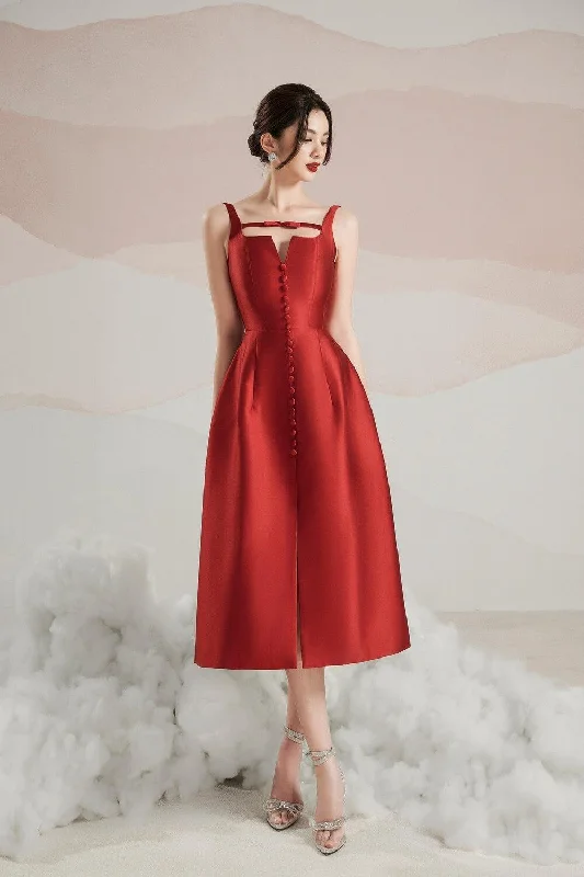 Fringe - trimmed midi dress for a playful and trendy appearanceRosie A-line Strappy Trerena Taffeta Midi Dress Fringe - trimmed midi dress for a playful and trendy appearanceRosie A-line Strappy Trerena Taffeta Midi Dress