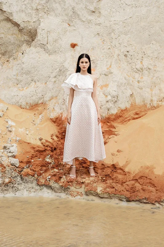 Midi dress for a gym session if it has sufficient stretchSahar A-line Asymmetric Sleeved Cotton Midi Dress