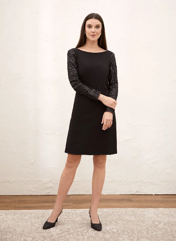 Party Dresses with Sheer Panels and Beaded Trim and Embroidered Paisley Patterns and Ruffled Hem for Ladies' Sultry and Exotic LookSequin Sleeve A-Line Dress Party Dresses with Sheer Panels and Beaded Trim and Embroidered Paisley Patterns and Ruffled Hem for Ladies' Sultry and Exotic LookSequin Sleeve A-Line Dress