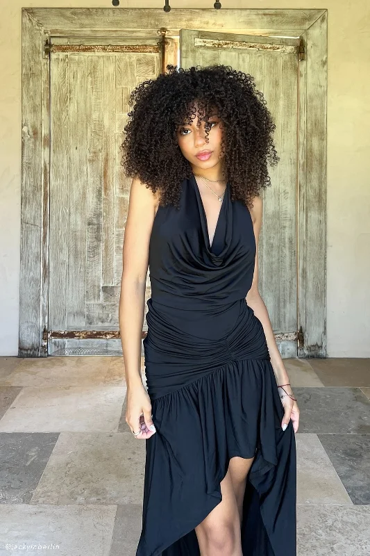 Sexy Backless Satin Party Dresses for Ladies' Night OutSerenity Ruched Slinky Maxi Dress - Black Sexy Backless Satin Party Dresses for Ladies' Night OutSerenity Ruched Slinky Maxi Dress - Black