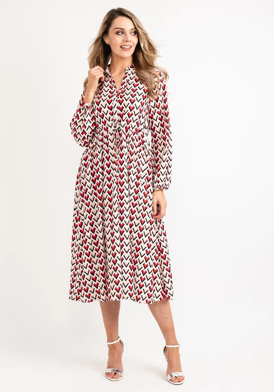 Embroidered - beadwork midi dress for a luxurious and detailed lookSeventy1 Arrow Print Midi Dress, Red Embroidered - beadwork midi dress for a luxurious and detailed lookSeventy1 Arrow Print Midi Dress, Red