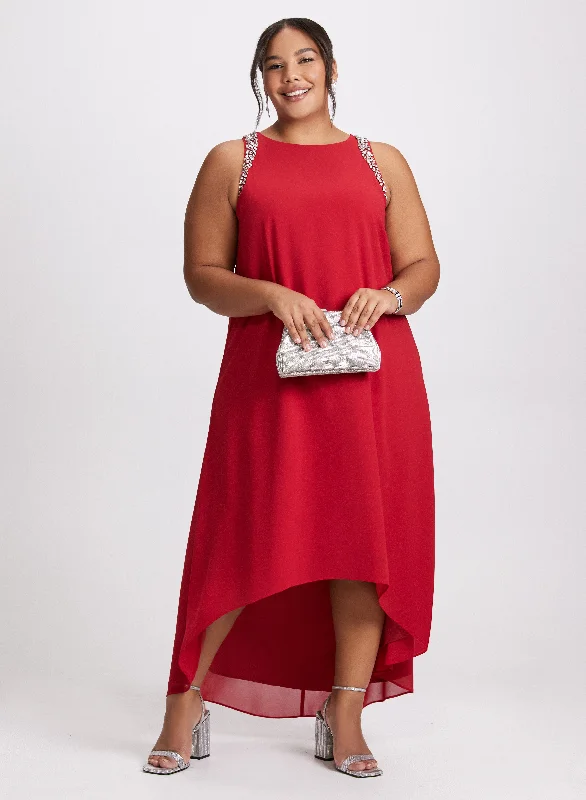 Party Dresses with High Neck and Embroidered Back for Ladies' Modest and Intricate LookSleeveless Chiffon Dress Party Dresses with High Neck and Embroidered Back for Ladies' Modest and Intricate LookSleeveless Chiffon Dress