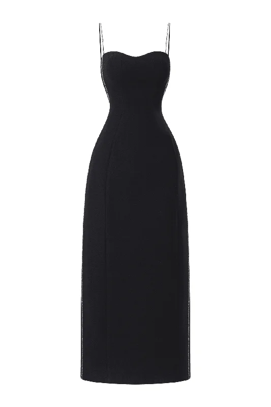 Midi dress for tall women with extra - long lengthsSophia Straight Sweetheart Neck Crepe Midi Dress Midi dress for tall women with extra - long lengthsSophia Straight Sweetheart Neck Crepe Midi Dress