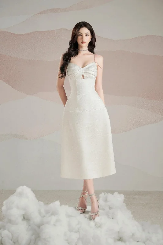 Appliqué - decorated midi dress for a unique and detailed styleStella A-line Cami Wood Taffeta Midi Dress Appliqué - decorated midi dress for a unique and detailed styleStella A-line Cami Wood Taffeta Midi Dress