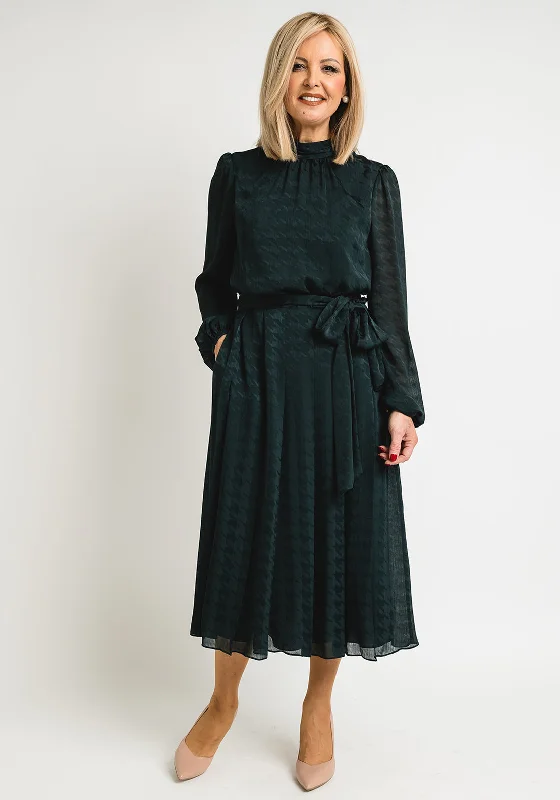 Midi dress for a beach vacation when paired with a swimsuit cover - upTed Baker Womens Wilmer Houndstooth Midi Dress, Dark Green Midi dress for a beach vacation when paired with a swimsuit cover - upTed Baker Womens Wilmer Houndstooth Midi Dress, Dark Green