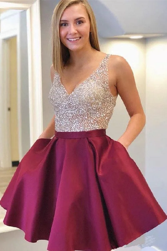 Party Dresses with Sequined Star Motifs and Sheer Sleeve for Ladies' Celestial and Elegant LookV-Neck Short Beaded Homecoming Dress Cute Cocktail Party Dress PD331 Party Dresses with Sequined Star Motifs and Sheer Sleeve for Ladies' Celestial and Elegant LookV-Neck Short Beaded Homecoming Dress Cute Cocktail Party Dress PD331