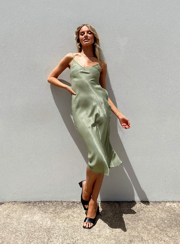 Designer - brand midi dress with a high - end labelVarese Midi Dress Green