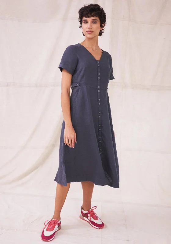 Knee - length midi dress for a versatile and appropriate lengthWhite Stuff Ivy Linen Midi Dress, Dark Purple Knee - length midi dress for a versatile and appropriate lengthWhite Stuff Ivy Linen Midi Dress, Dark Purple