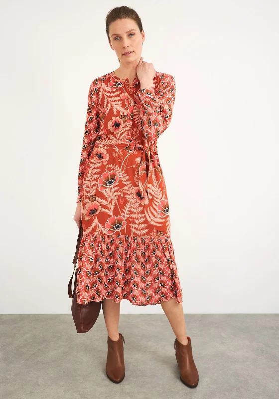 Midi dress for curvy figures with a flattering fitWhite Stuff Poppy Floral & Cat Print Midi Dress, Salmon Pink Midi dress for curvy figures with a flattering fitWhite Stuff Poppy Floral & Cat Print Midi Dress, Salmon Pink