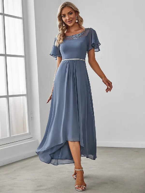 Geometric - pattern midi dress for a modern and stylish appearanceWomen's Casual Boat Neck A-Line Midi Dress with Asymmetrical Hems Geometric - pattern midi dress for a modern and stylish appearanceWomen's Casual Boat Neck A-Line Midi Dress with Asymmetrical Hems