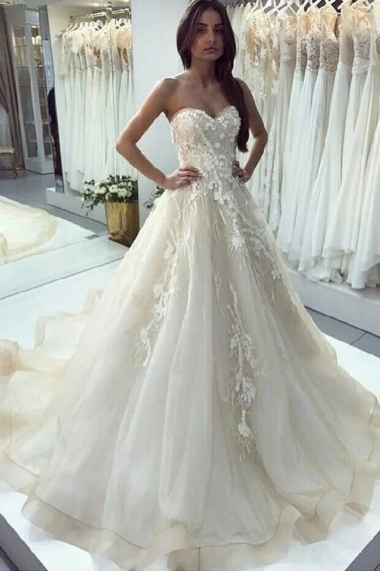 Navy - blue wedding dress for a sophisticated look2020 Sweetheart A Line Wedding Dresses Tulle prom dress  cg9632