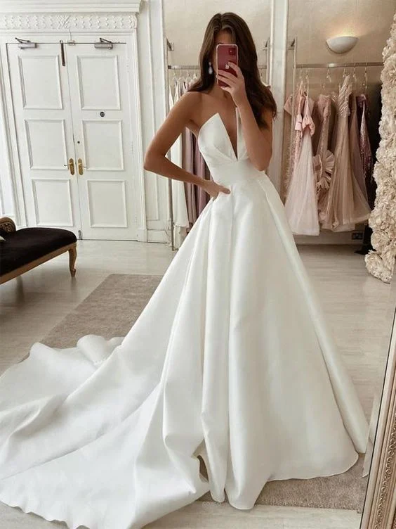 Military - inspired wedding dressA-line Simple Satin Unique Princess Wedding Dresses Prom Dresses cg23624 Military - inspired wedding dressA-line Simple Satin Unique Princess Wedding Dresses Prom Dresses cg23624