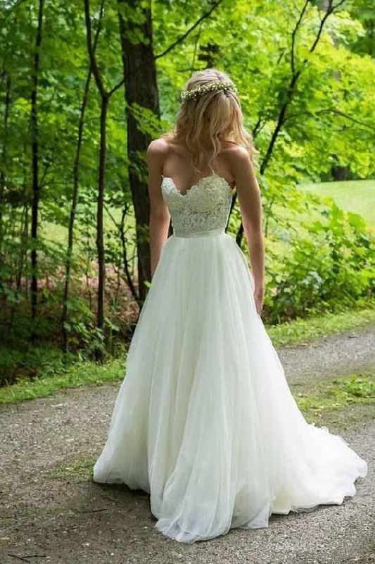 Diamond - encrusted wedding dress for a luxurious feelA-Line Sweetheart Ivory Wedding Dresses With Lace Applique Prom Dresses cg16618 Diamond - encrusted wedding dress for a luxurious feelA-Line Sweetheart Ivory Wedding Dresses With Lace Applique Prom Dresses cg16618