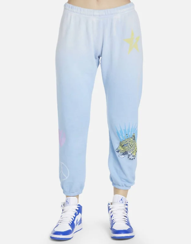 Ripped boyfriend jeans for women in a casual and cool styleAlana Pant Punk Leopard In Blue Ombre