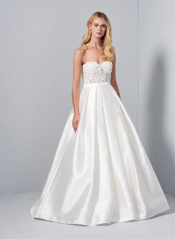 Embroidered illusion neckline wedding dressAllison Webb Hadley - Size 6