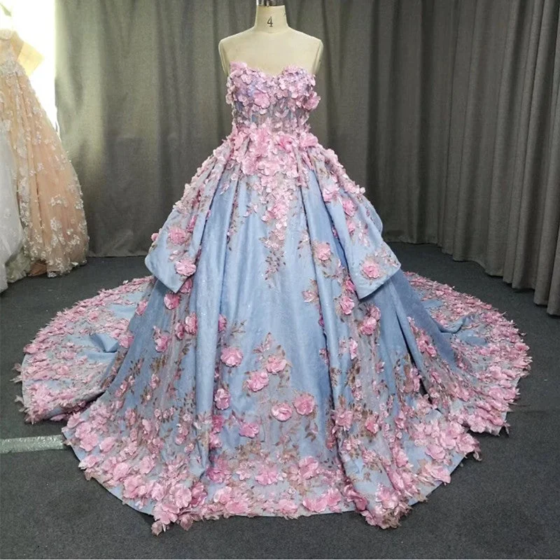 Button - down front wedding dress for a classic touchAmazing 3D Floral Lace Flower Satin Wedding Dresses Sweetheart Ball Gowns Button - down front wedding dress for a classic touchAmazing 3D Floral Lace Flower Satin Wedding Dresses Sweetheart Ball Gowns