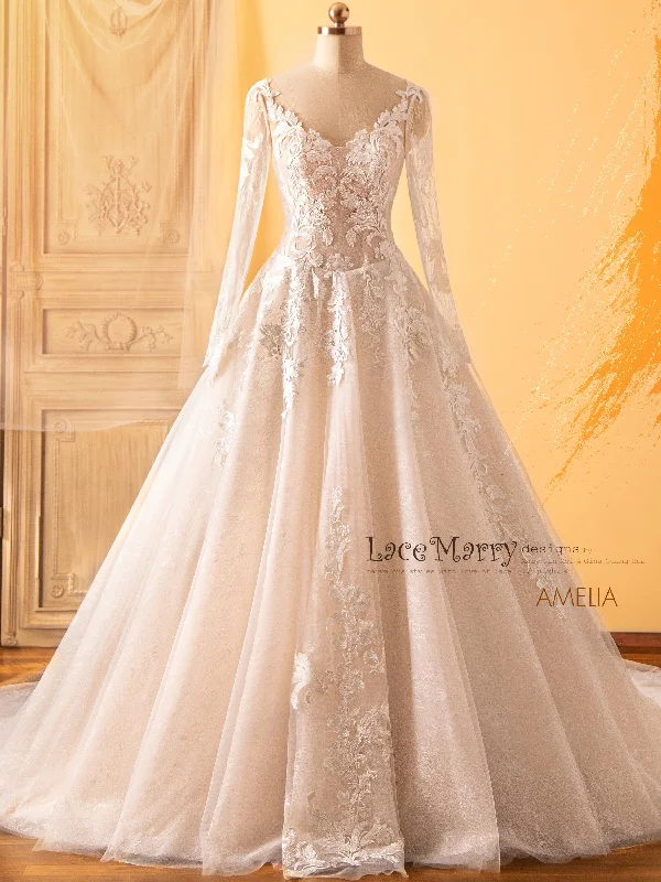 Overskirt - detachable wedding dressAMELIA / A-Line Wedding Dress with Long Sleeves Overskirt - detachable wedding dressAMELIA / A-Line Wedding Dress with Long Sleeves