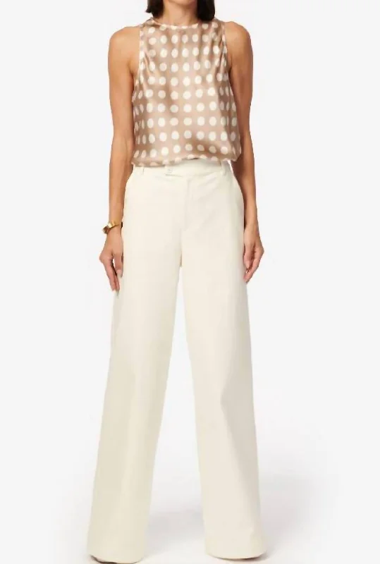 Patchwork cotton pants for women in a handmade lookAnais Denim Pant In White