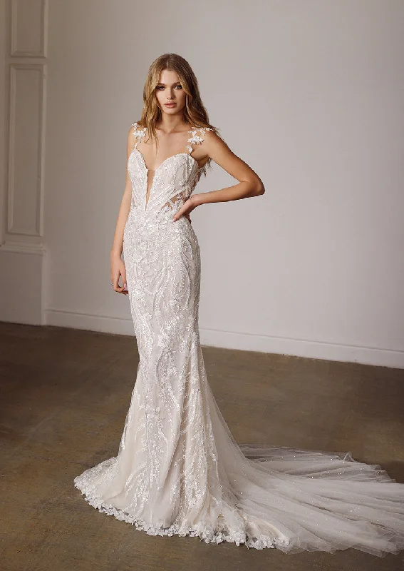 Lace - over - satin wedding dress for a classic combinationAngie