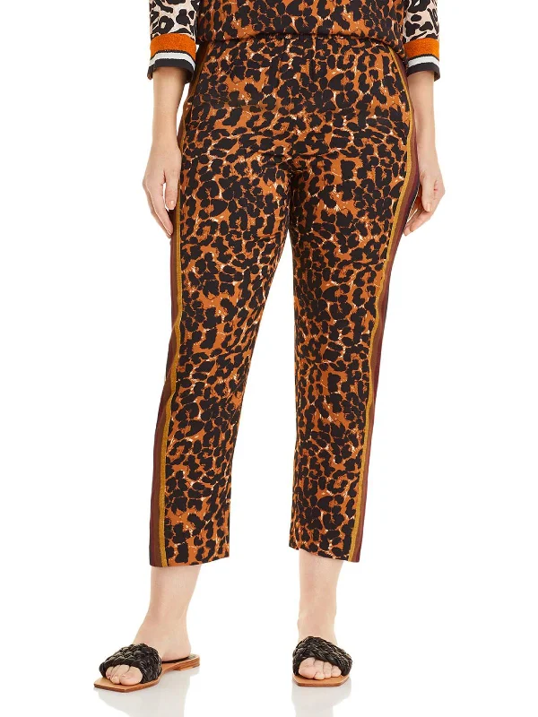 Polyester blend pants for women in durabilityAria Womens Striped Animal Print Ankle Pants