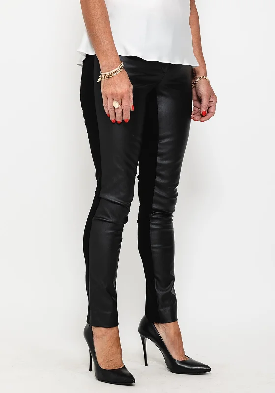 Metallic effect pants for women in a glamorous styleBadoo Coated Front Trousers, Black